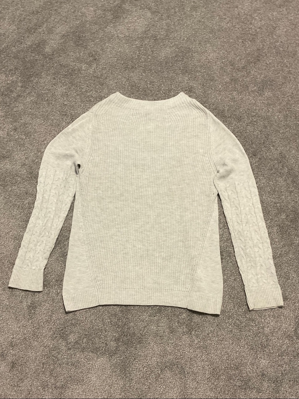 Banana Republic Light Gray Cable Sleeve Crewneck Sweater
